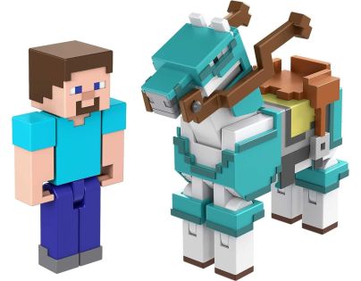 Mattel Minecraft 8 cm figurka dvojbalení Steve and Armored Horse - Poškodený obal