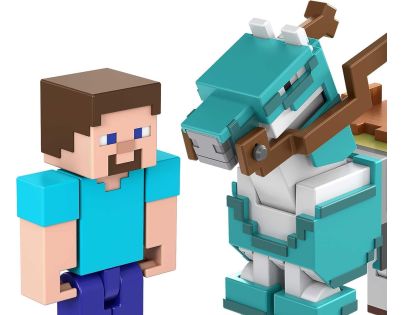 Mattel Minecraft 8 cm figurka dvojbalení Steve and Armored Horse - Poškodený obal