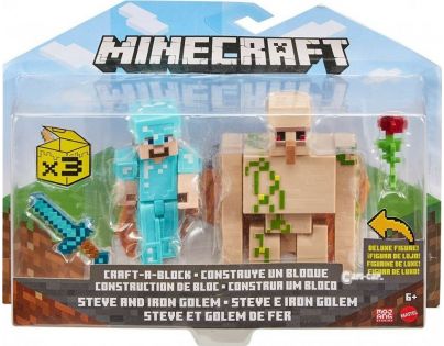 Mattel Minecraft 8 cm figurka dvojbalení Steve and Iron Golem
