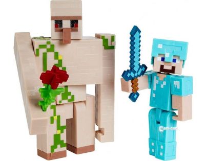 Mattel Minecraft 8 cm figurka dvojbalení Steve and Iron Golem