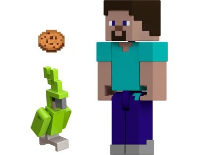 Mattel Minecraft 8 cm figúrka Steve s papagájom