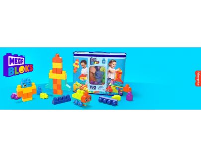 Mega Bloks Poriadne veľká taška kociek modrá 150 dielikov