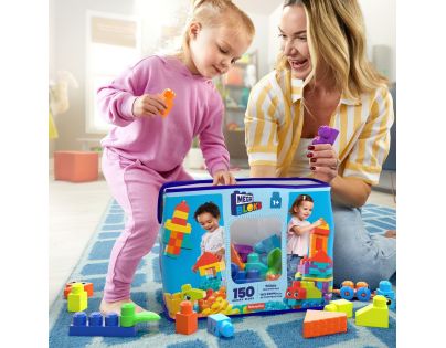 Mega Bloks Poriadne veľká taška kociek modrá 150 dielikov