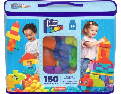 Mega Bloks Poriadne veľká taška kociek modrá 150 dielikov