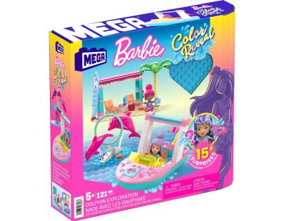 Mega Construx Barbie Color Reveal Výskum delfínov 121 dielikov