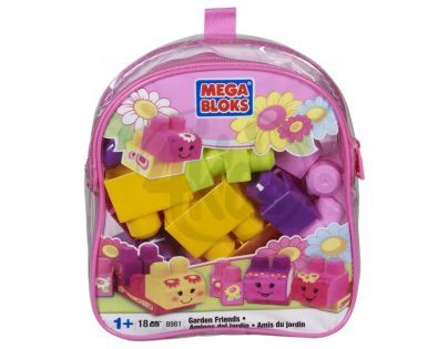 Megabloks kostky v pytli 18 dílků - růžové květiny