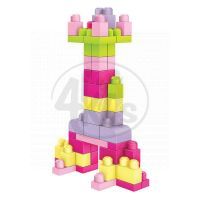 MEGABLOKS Mega 08195 - Kostky v plastovém pytli-růžová barva, 60dílů 2