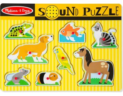 Melissa & Doug Puzzle drevené so zvukmi Domáce zvieratá 8 dielikov