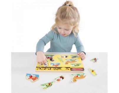 Melissa & Doug Puzzle drevené so zvukmi Domáce zvieratá 8 dielikov