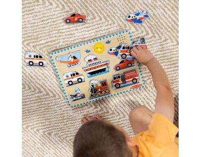 Melissa & Doug Puzzle drevené so zvukmi Dopravné prostriedky 8 dielikov