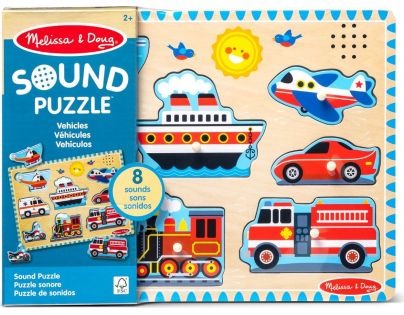 Melissa & Doug Puzzle drevené so zvukmi Dopravné prostriedky 8 dielikov