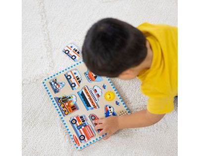 Melissa & Doug Puzzle drevené so zvukmi Dopravné prostriedky 8 dielikov