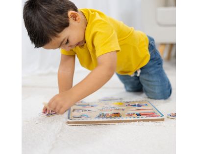 Melissa & Doug Puzzle drevené so zvukmi Dopravné prostriedky 8 dielikov