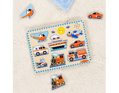 Melissa & Doug Puzzle drevené so zvukmi Dopravné prostriedky 8 dielikov