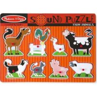 Melissa & Doug Dřevěné puzzle se zvuky zvířata na farmě Melissa & Doug Dřevěné puzzle se zvuky zvířata na farmě