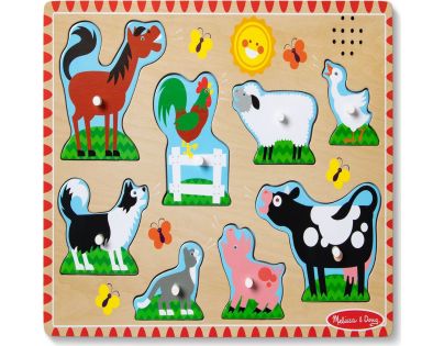 Melissa & Doug Puzzle drevené so zvukmi Zvieratá na farme 8 dielikov