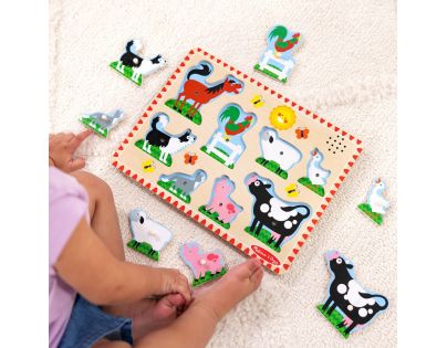 Melissa & Doug Puzzle drevené so zvukmi Zvieratá na farme 8 dielikov