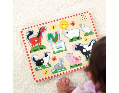 Melissa & Doug Puzzle drevené so zvukmi Zvieratá na farme 8 dielikov