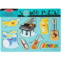 Melissa & Doug Puzzle drevené so zvukmi Hudobné nástroje 8 dielikov