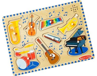 Melissa & Doug Puzzle drevené so zvukmi Hudobné nástroje 8 dielikov