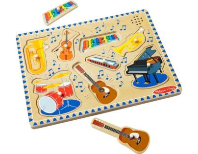 Melissa & Doug Puzzle drevené so zvukmi Hudobné nástroje 8 dielikov