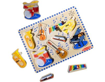 Melissa & Doug Puzzle drevené so zvukmi Hudobné nástroje 8 dielikov