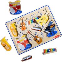Melissa & Doug Puzzle drevené so zvukmi Hudobné nástroje 8 dielikov 3