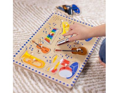 Melissa & Doug Puzzle drevené so zvukmi Hudobné nástroje 8 dielikov