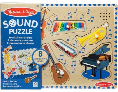 Melissa & Doug Puzzle drevené so zvukmi Hudobné nástroje 8 dielikov
