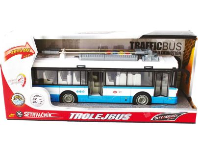 Mestský trolejbus na setrvačník s osvetlením a zvukom - modrý