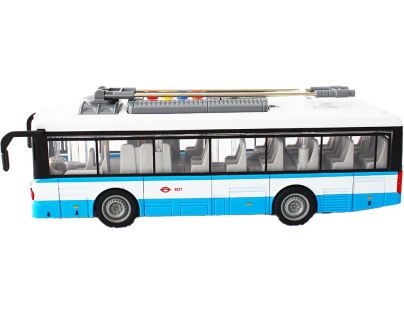 Mestský trolejbus na setrvačník s osvetlením a zvukom - modrý