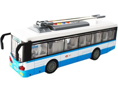 Mestský trolejbus na setrvačník s osvetlením a zvukom - modrý