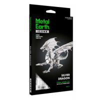 Metal Earth 3D Puzzle Big Silver Dragon Iconx 74 dielikov 2