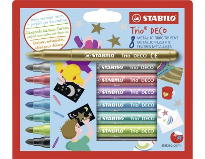 Metalické fixky s hrotom XL STABILO Trio DECO 8 ks sada