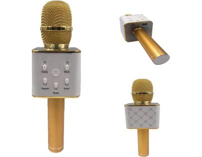 Mikrofón karaoke kov 25 cm nabíjanie cez USB zlatý