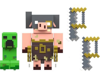 Minecraft Legends dvě figurky 8 cm GYR98 Creeper vs. Piglin Bruiser - Poškodený obal