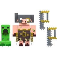 Minecraft Legends dvě figurky 8 cm GYR98 Creeper vs. Piglin Bruiser - Poškodený obal
