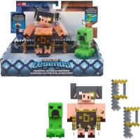 Minecraft Legends dvě figurky 8 cm GYR98 Creeper vs. Piglin Bruiser - Poškodený obal 5