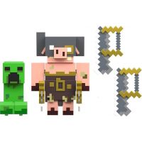 Minecraft Legends dvě figurky 8 cm GYR98 Creeper vs. Piglin Bruiser - Poškozený obal