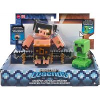 Minecraft Legends dvě figurky 8 cm GYR98 Creeper vs. Piglin Bruiser 6