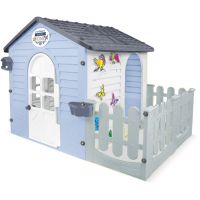 Mochtoys Záhradný domček modrobiely s plotom