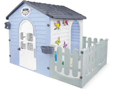 Mochtoys Záhradný domček modrobiely s plotom