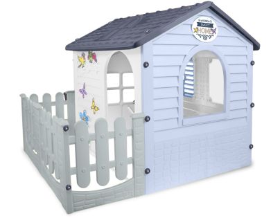 Mochtoys Záhradný domček modrobiely s plotom