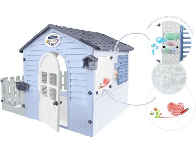 Mochtoys Záhradný domček modrobiely s plotom