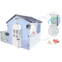 Mochtoys Záhradný domček modrobiely s plotom 3