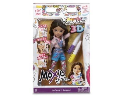 Moxie Girlz Panenka Art-titude + 3D brýle - Černovlasá s copy