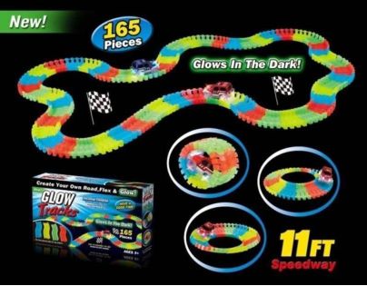 Mustar Dráha svietiace v tme s autíčkom s LED svetlom 165 dielikov - Poškodený obal