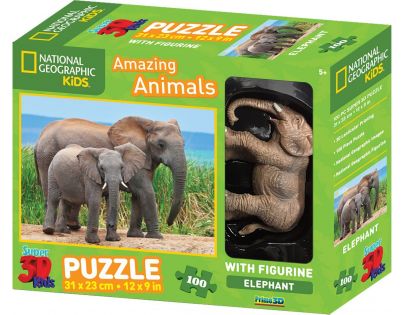 National Geographic Kids 3D Puzzle Slon 100 dielikov figúrka
