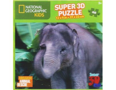 Prime 3D National Geographic Kids 3D Slon 48 dílků