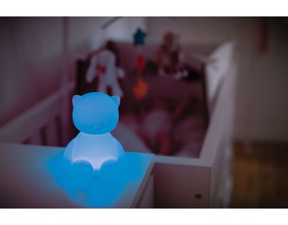 Nattou Svetielko nočné silikónové so senzorom plaču Lapidou mačička